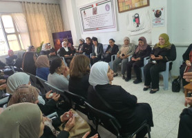 الاتحاد العام للمراه الفلسطينية في محافظة طولكرم واتحاد لجان العمل النسائي الفلسطيني تقيم بيت عزاءللمناضلة الوطنية والقائده النسويه الرفيقة لمياء سبوبة في جمعية النجده الاجتماعيه